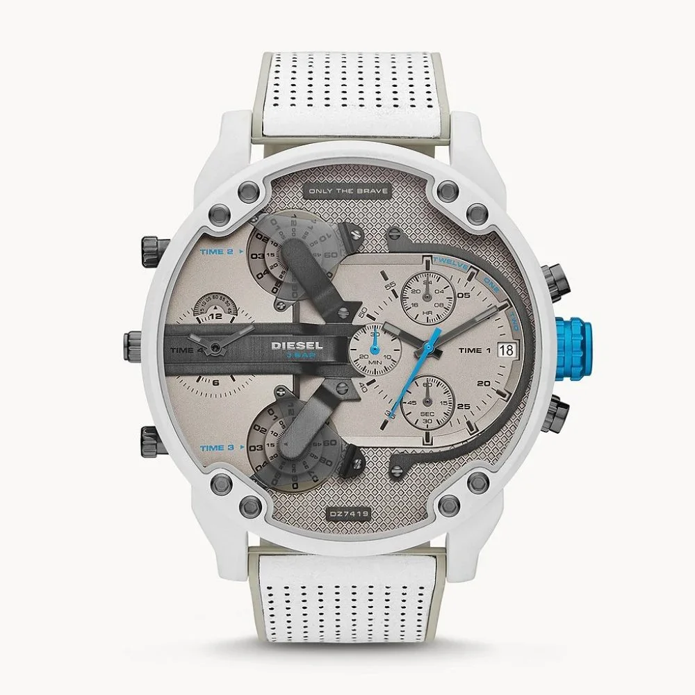 Diesel Men's Mr. Daddy 2.0 Chronograph White and Gray Leather Watch